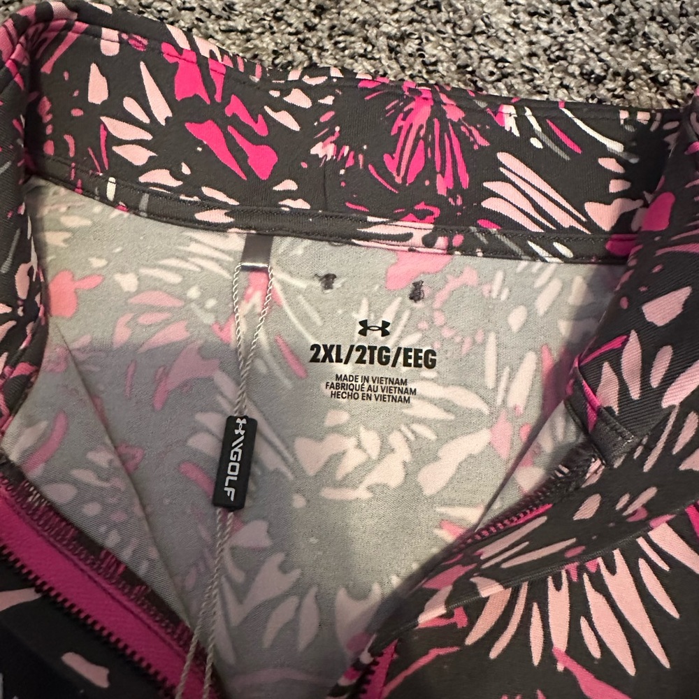 Under Armour Women's Floral  Jacket - Pink and Black, TopGolf - Picture 2 of 2